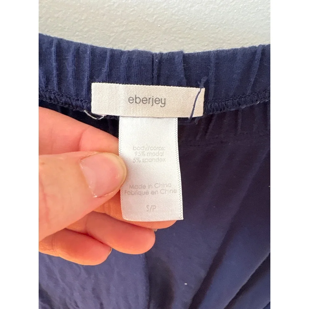 Eberjey Gisele Pajama Pants Navy Blue Modal Jersey Contrast Piping Womens Small